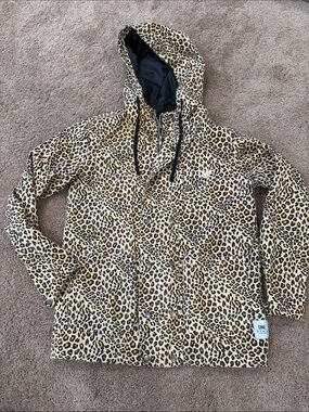 Ethik Leopard Print Hooded Coat- Tan/Black